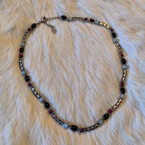 Southwestern Chocker Faux Coral Onyx Turquoise Silvertone